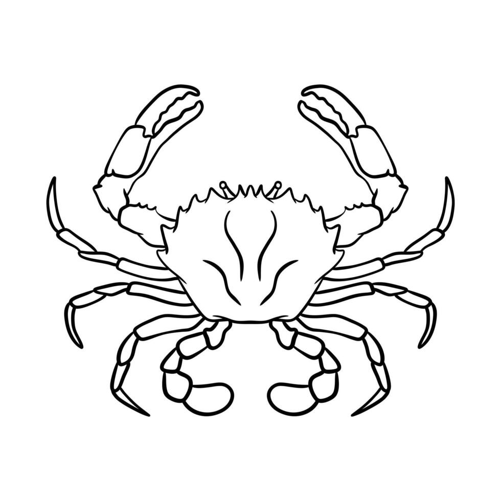Line art illustration of a crab vector