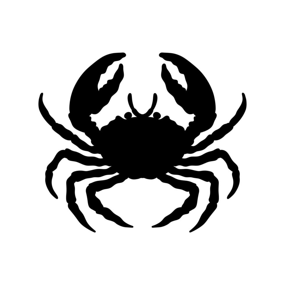 black and white crab silhouette isolated crab on white background vector