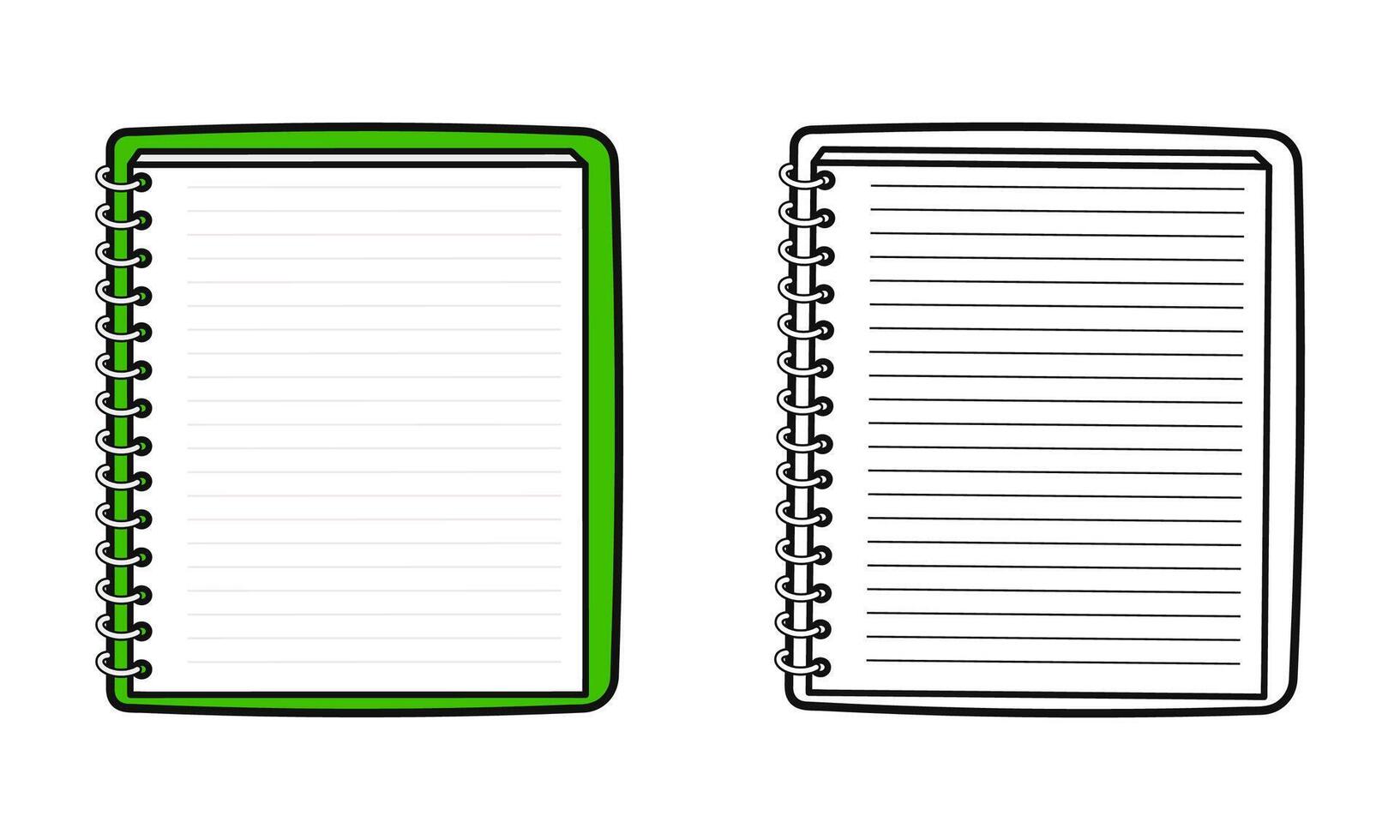 Funny cute happy Note pad characters bundle set. hand drawn cartoon kawaii character illustration icon. Cute Note pad. Outline cartoon illustration for coloring book vector