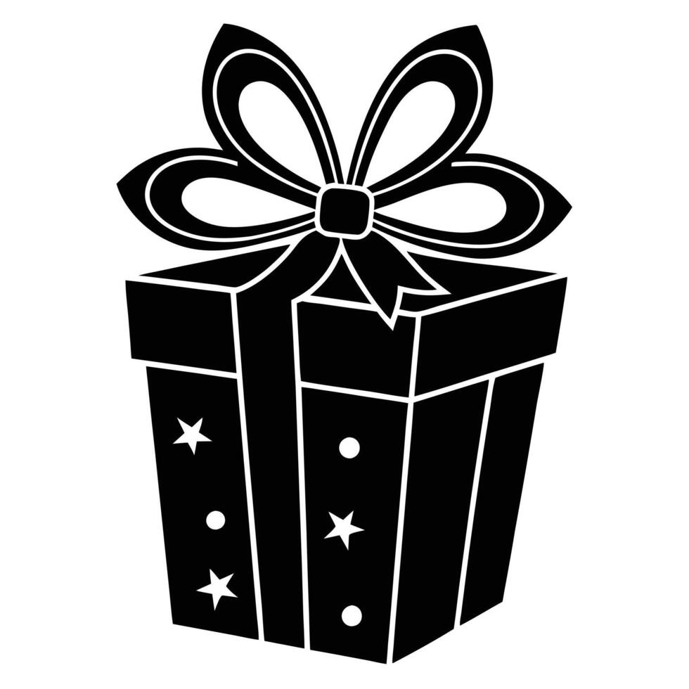 Cartoon Style Gift Silhouette Illustration on White vector