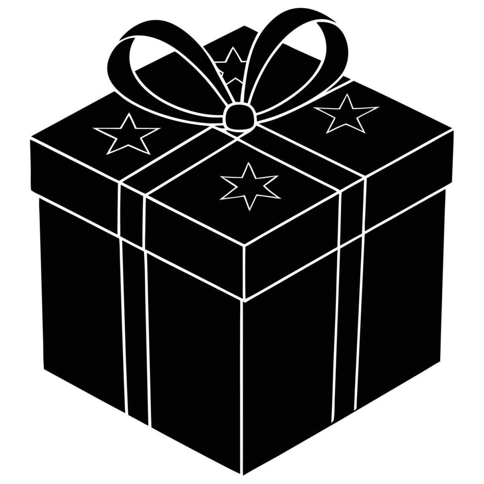 Flat Lay Gift Box Silhouette on White vector