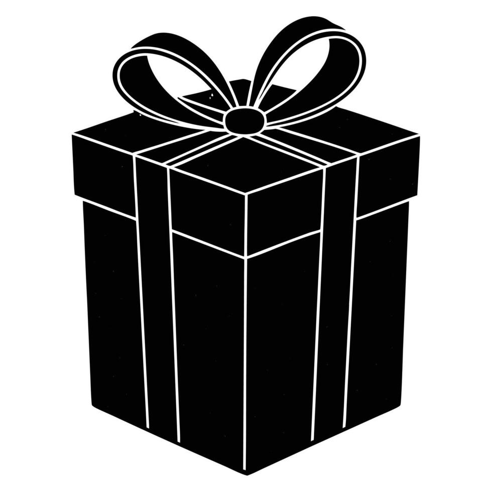 Gift Box Silhouette on White Background vector