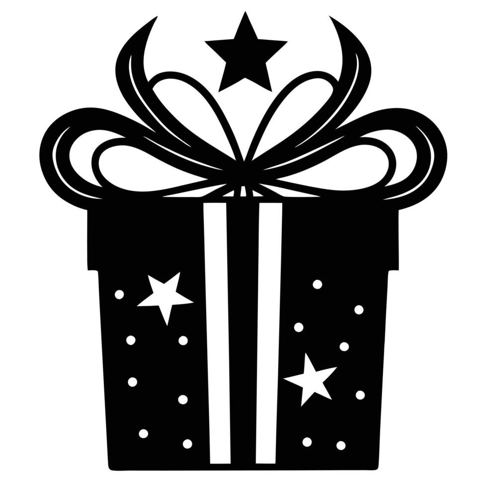 Holiday Themed Gift Box Silhouette on White vector