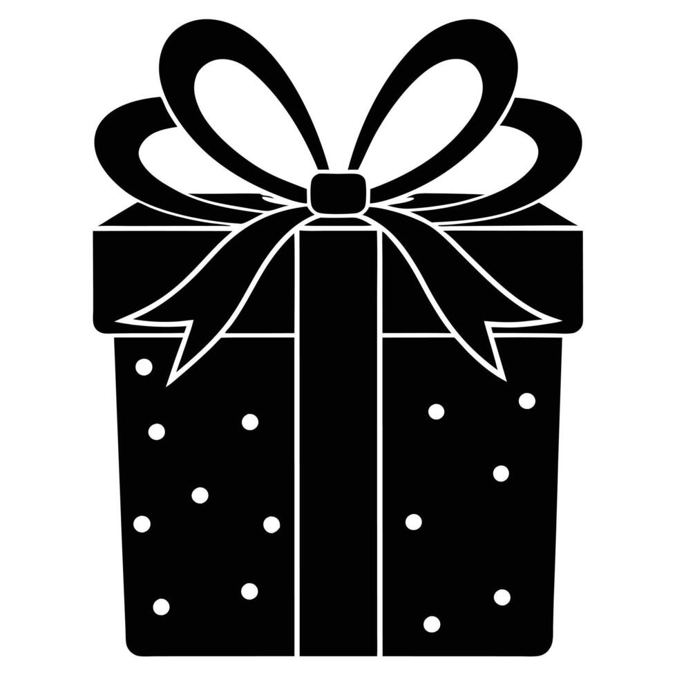 Gift Box Silhouette with Festive Wrap on White Background vector