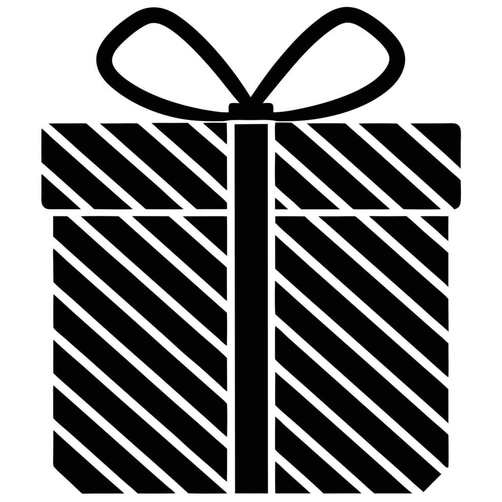 Gift with Diagonal Lines Silhouette Illustration vector