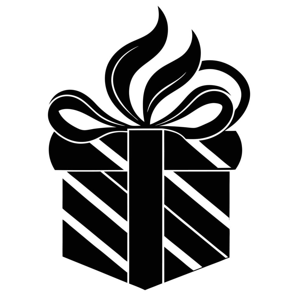 Gift with Creative Ribbon Design Silhouette Illustration vector