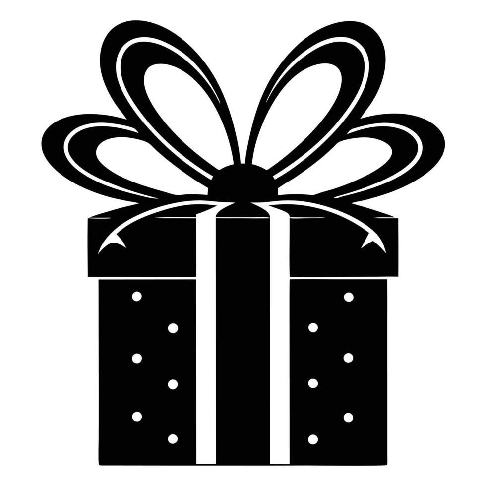 Gift with Creative Ribbon Design Silhouette vector