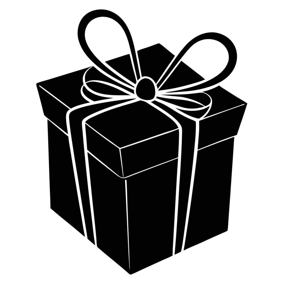 Gift with Elegant Wrap Silhouette Illustration vector