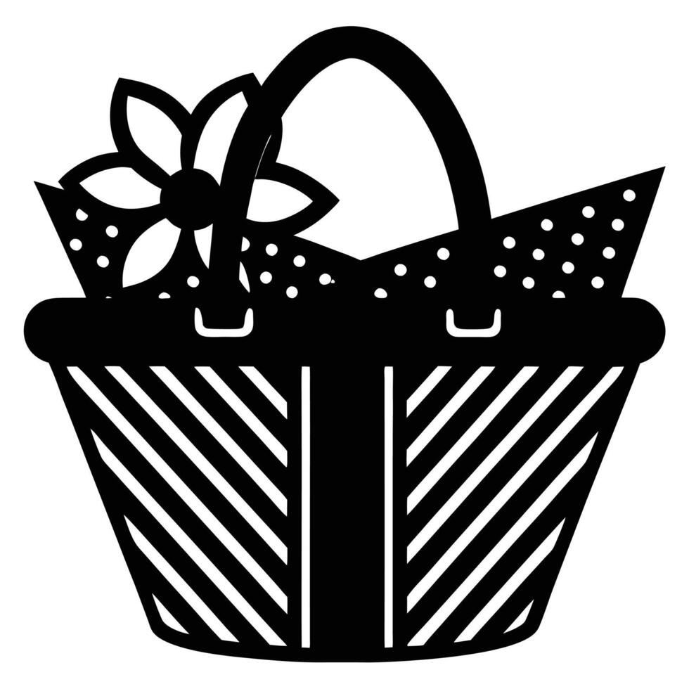 Gift in a Basket Silhouette Illustration vector