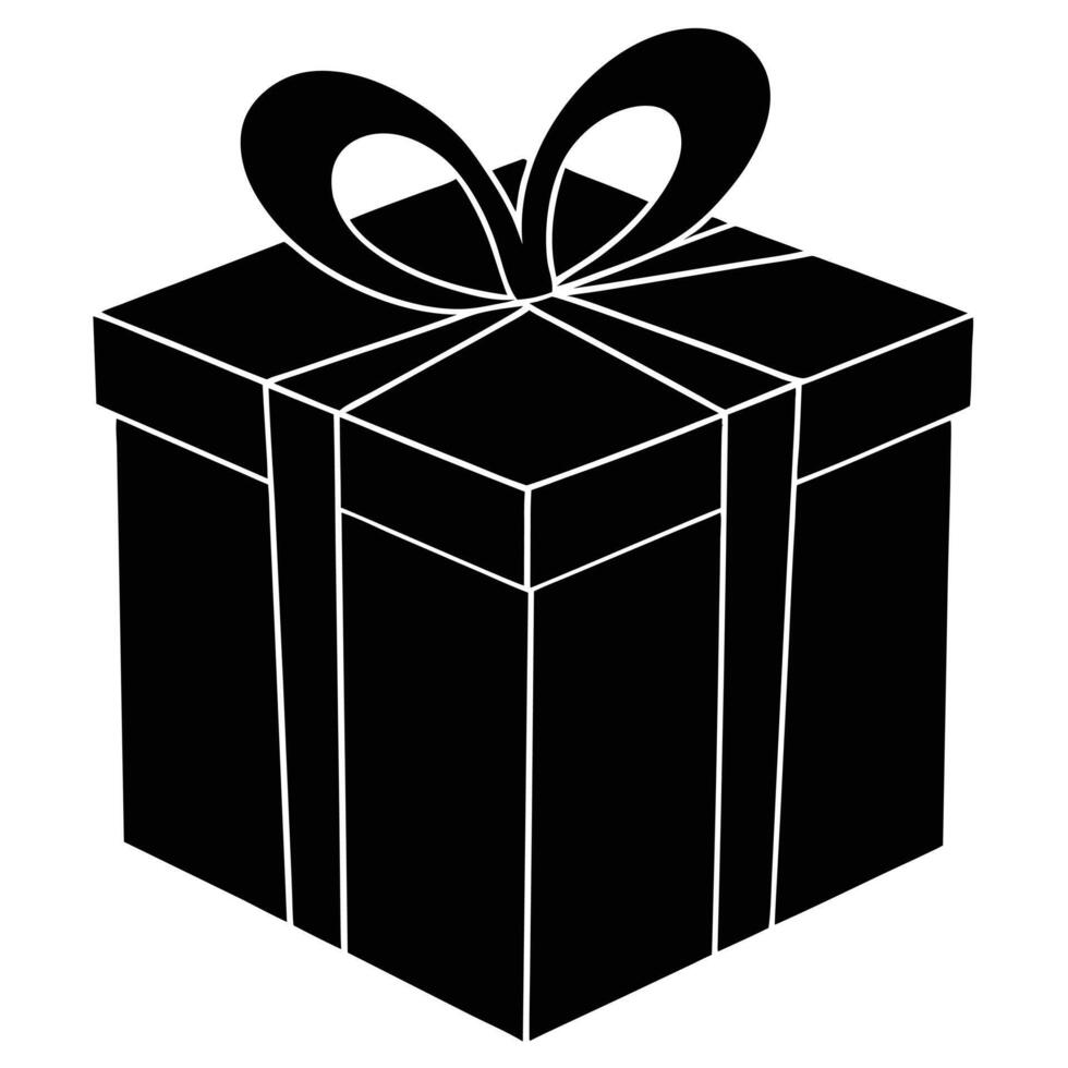Gift Box Silhouette Illustration on White vector