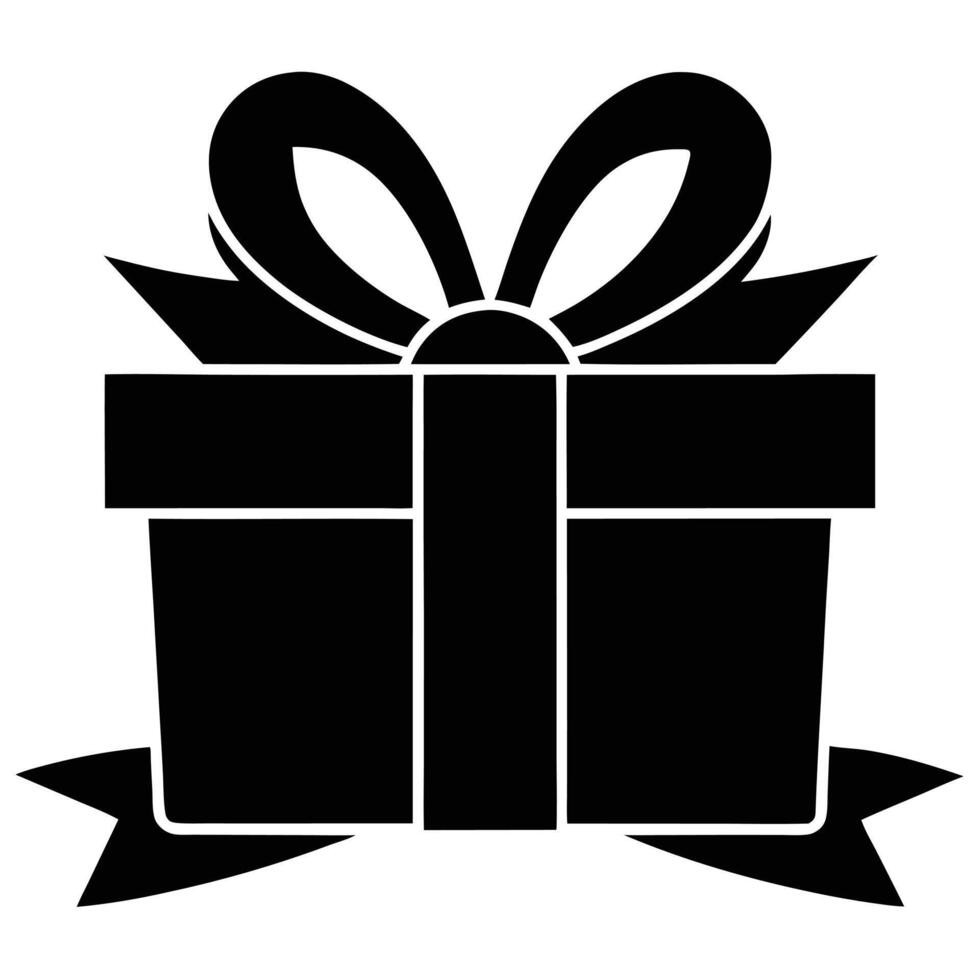 Gift Box with Horizontal Ribbon Silhouette vector