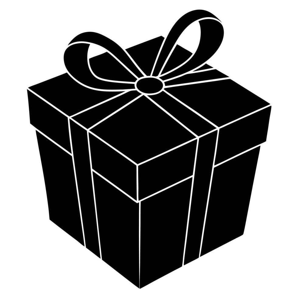 Gift Box Silhouette Isolated on White vector