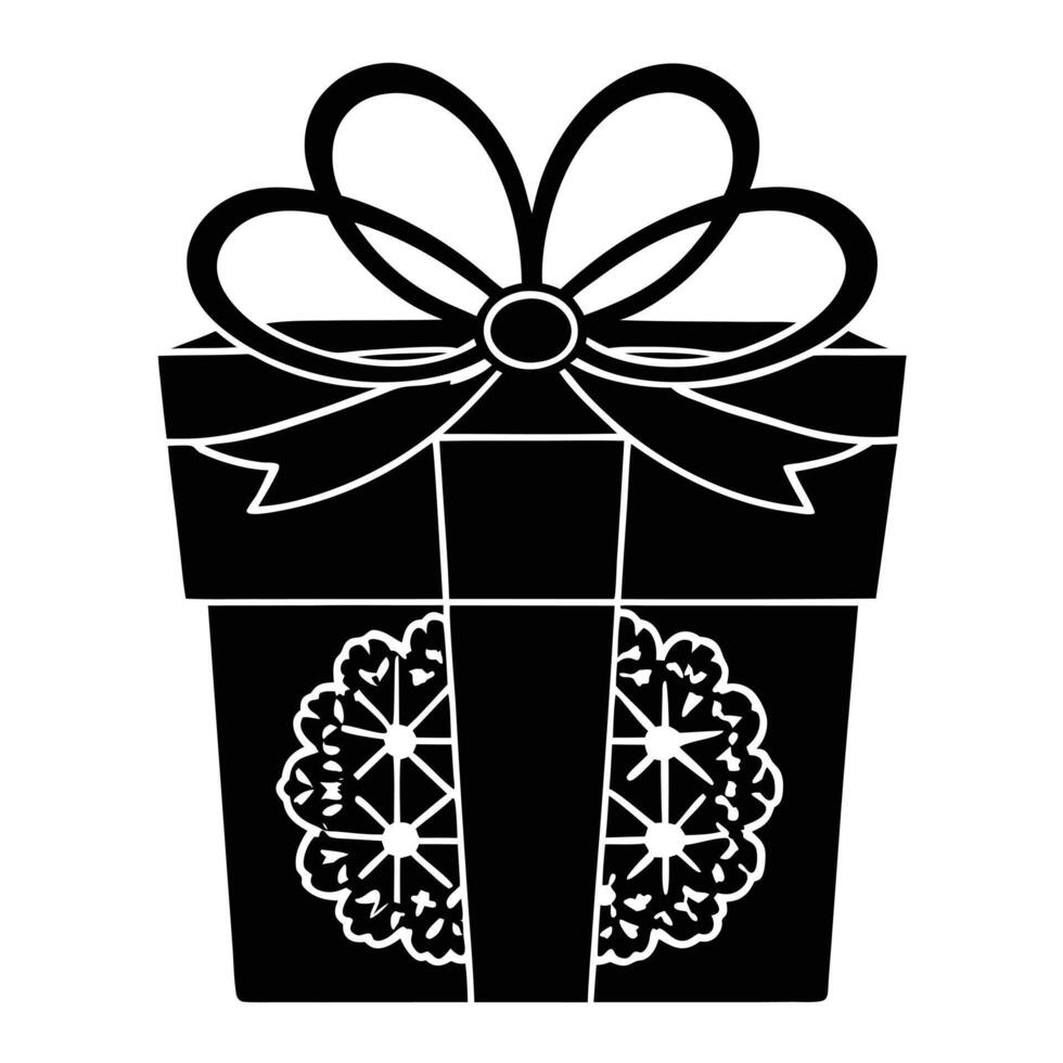 Lace Pattern Gift Box Silhouette on White vector