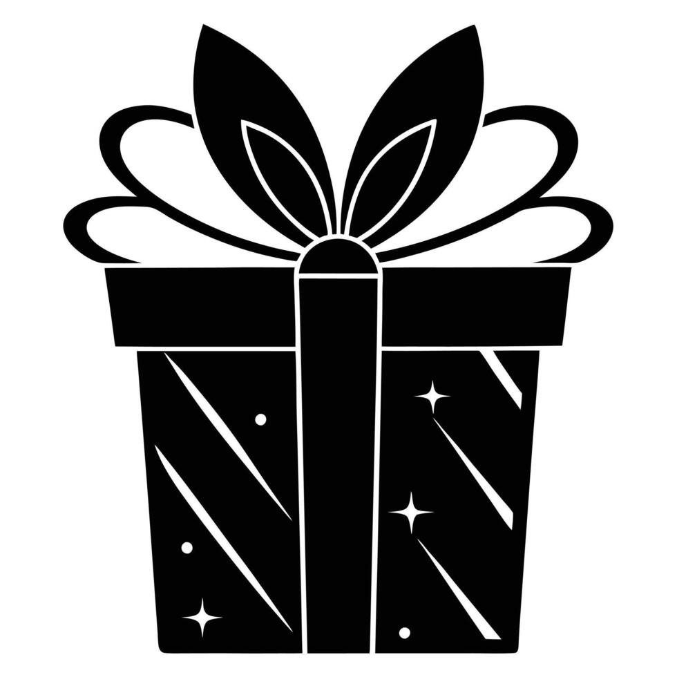 Holiday Gift Silhouette on White with Themed Design vector