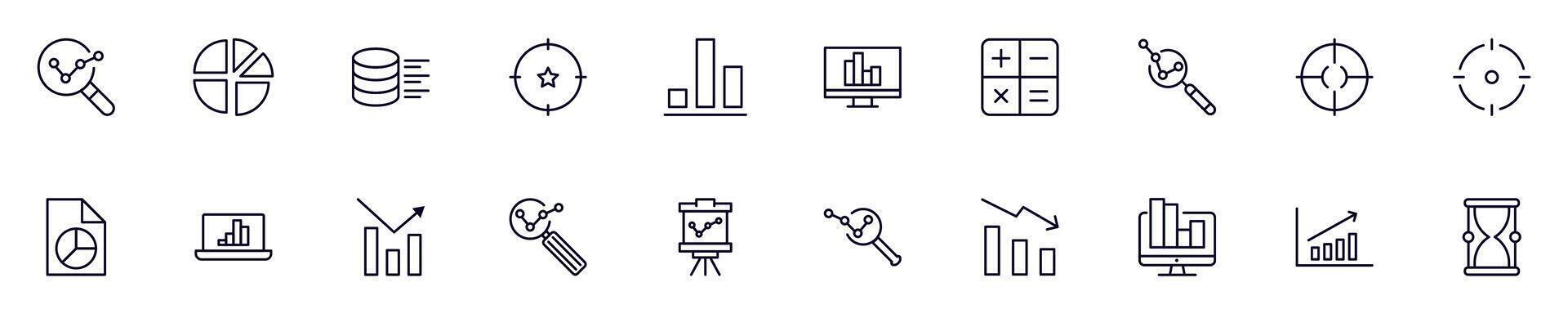 Business and analytics line pictograms pack. Editable stroke. Simple linear illustration that can be used as a design element for apps and websites vector