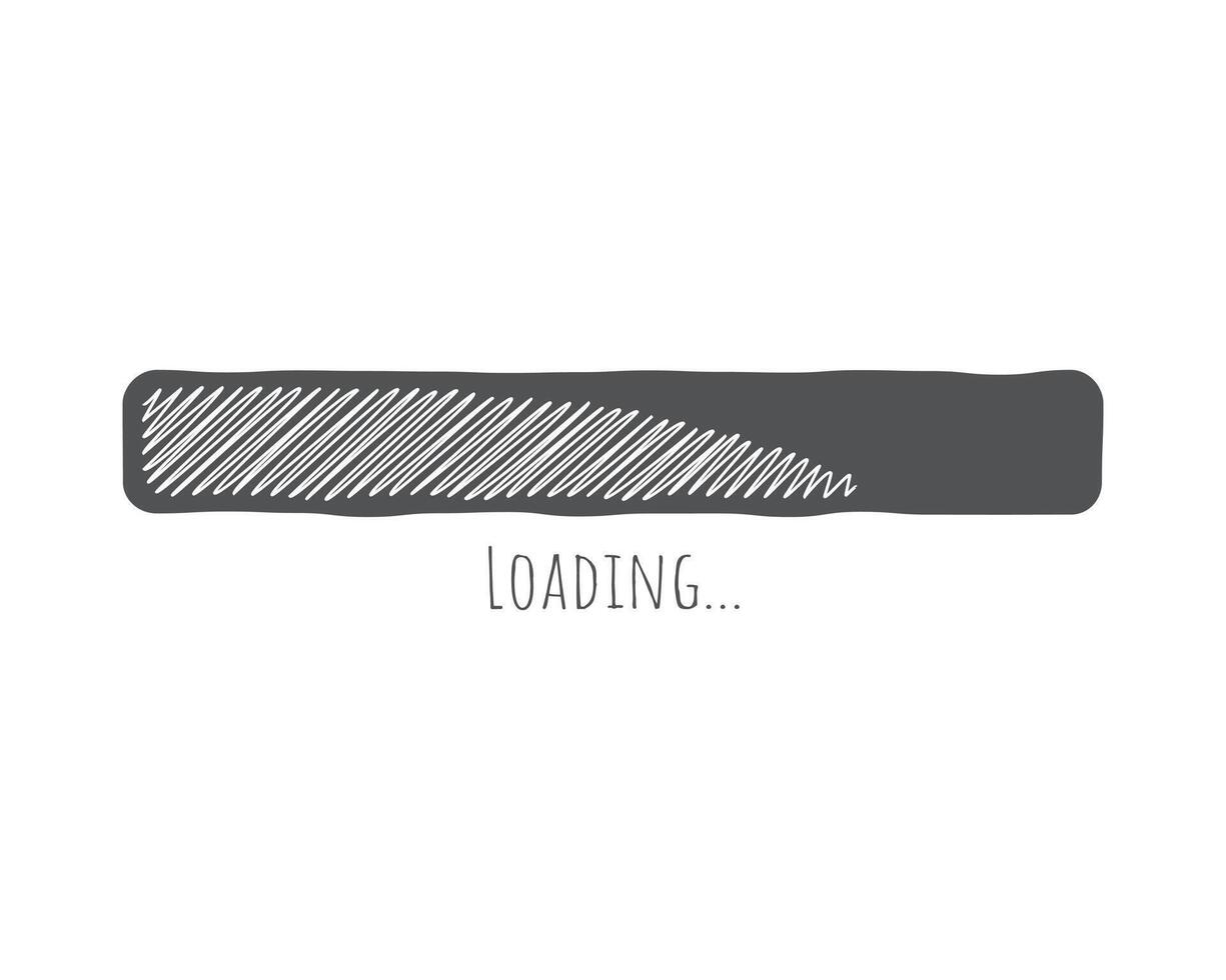 Loading bar status icon. illustration. loaded icons. Download progress. Donload or Upload. Hand-drawn sketch-scribble. vector
