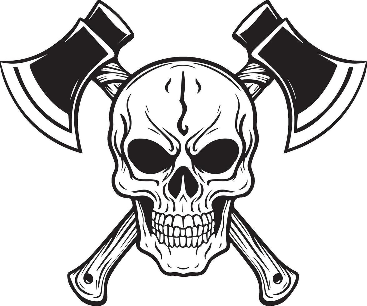 skull with silhouette axe vector