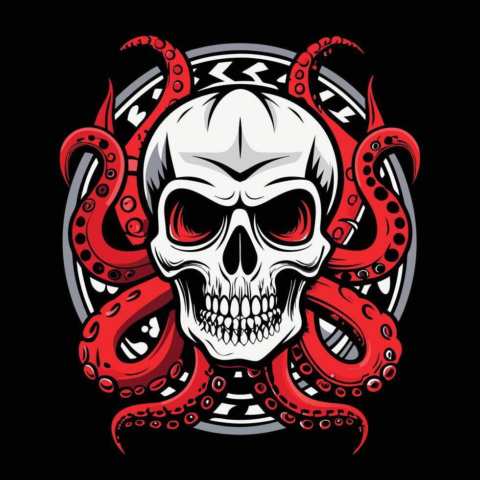skull with octopus vector
