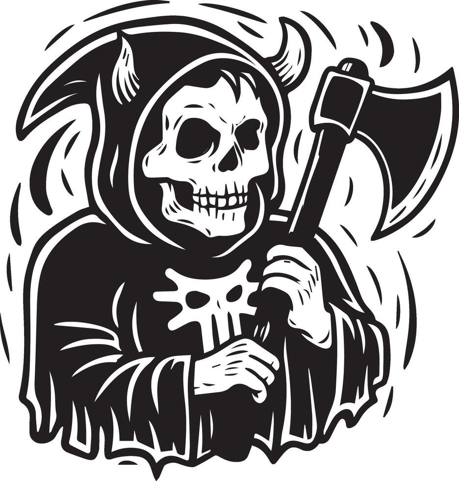 skull with axe graphics vector