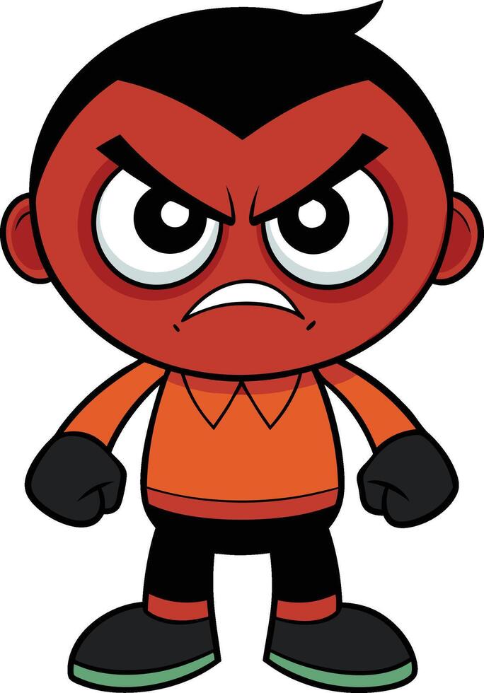 angry red boy vector
