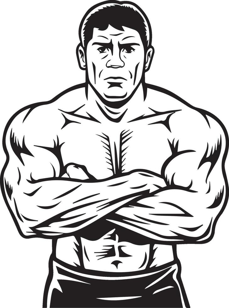 angry bodybuilder silhouette art vector