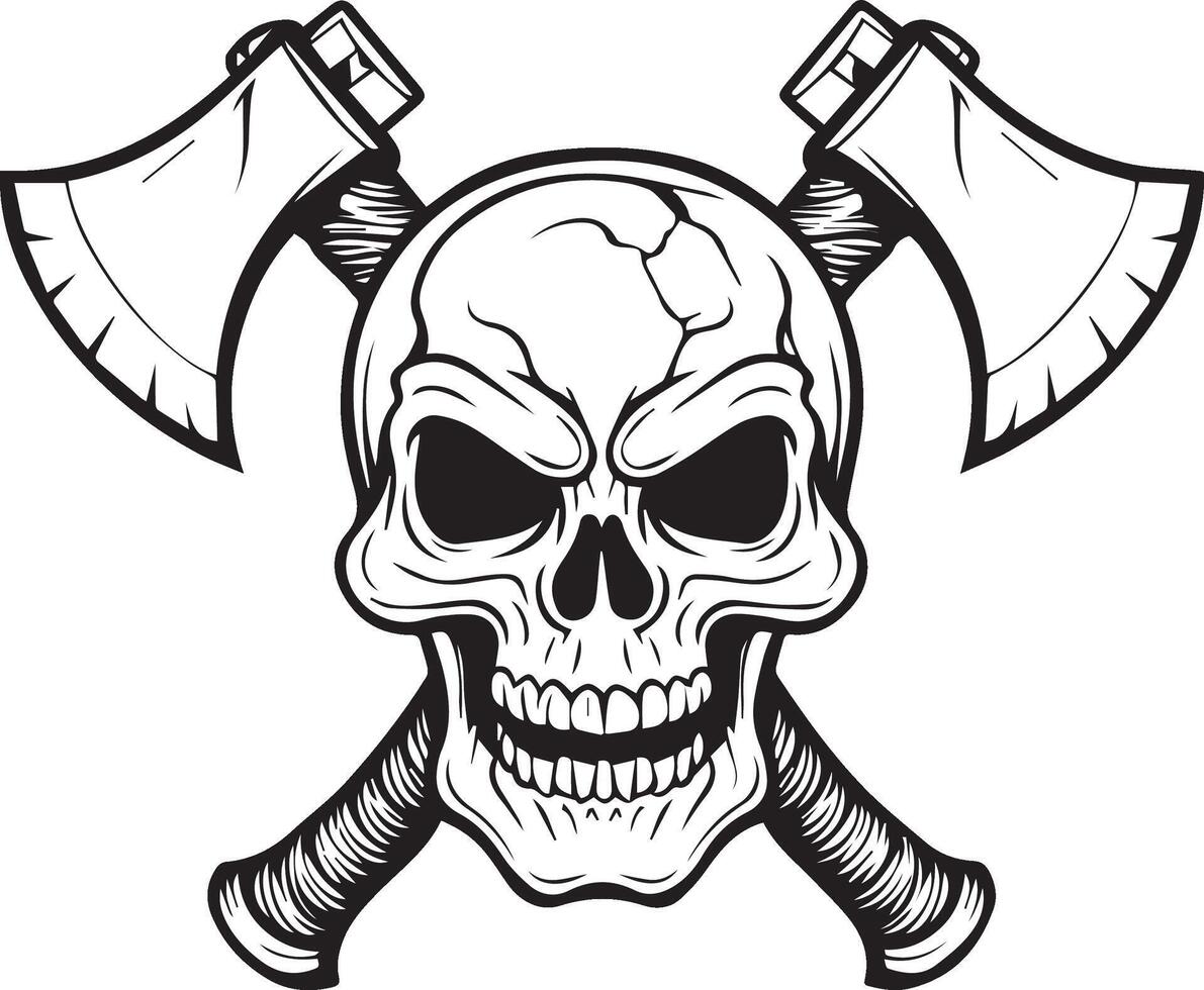 skull with axe graphics vector