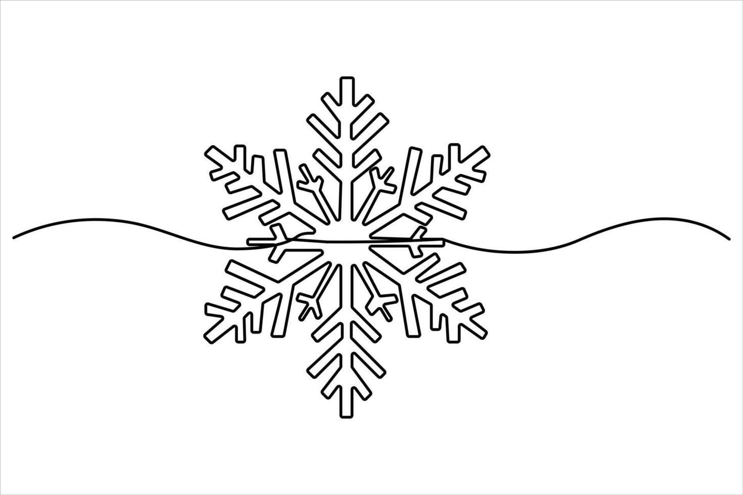 Snowflake symbol continuous one line art drawing of Snowflake symbol design outline vector