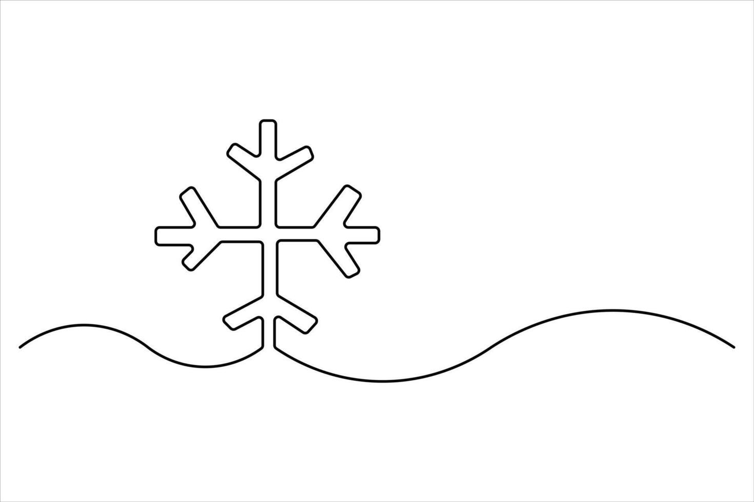 Snowflake icon outline illustration continuous one line art drawing and minimalist design vector