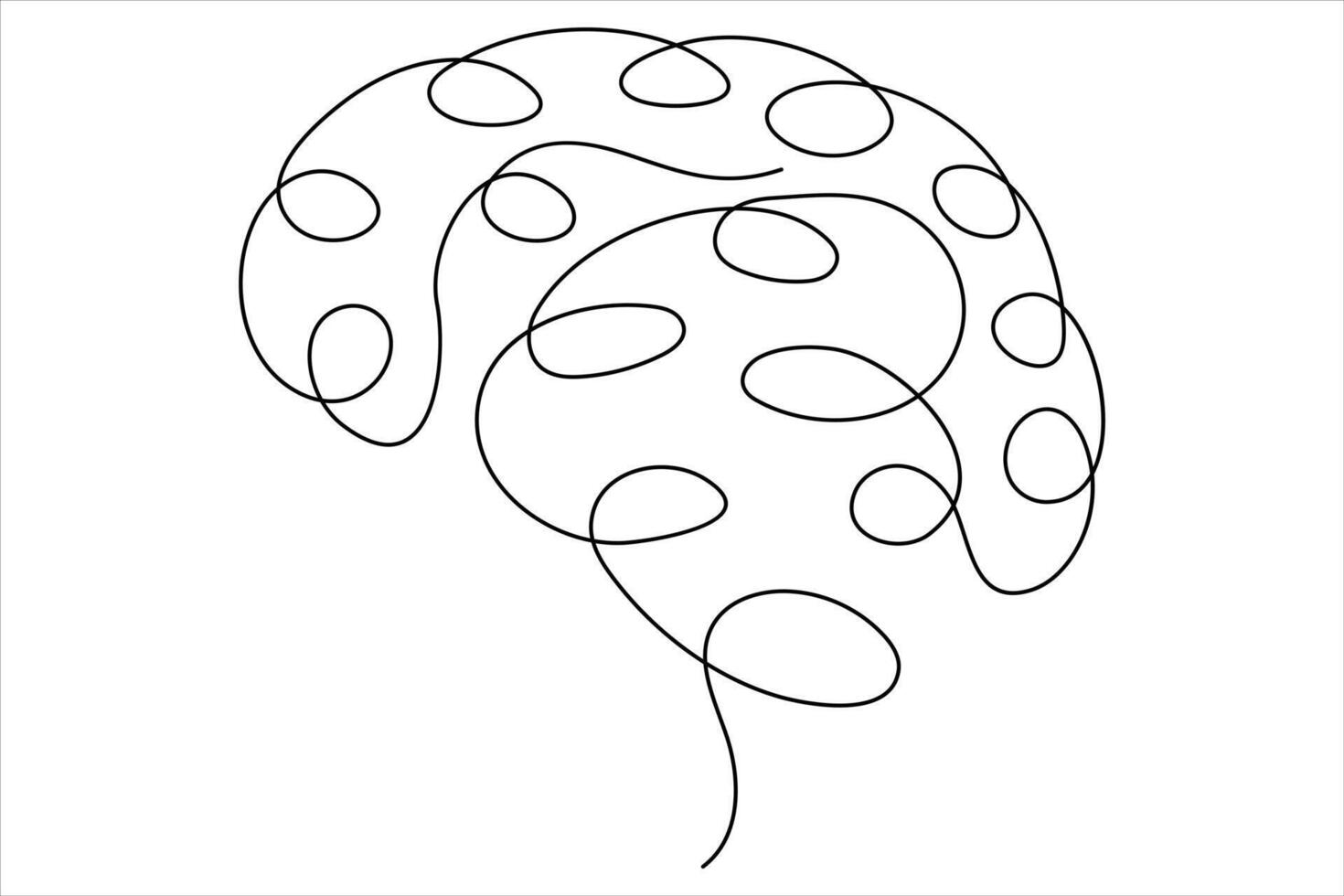 Continuous one line human brain symbol hand drawn outline doodle minimalist design vector