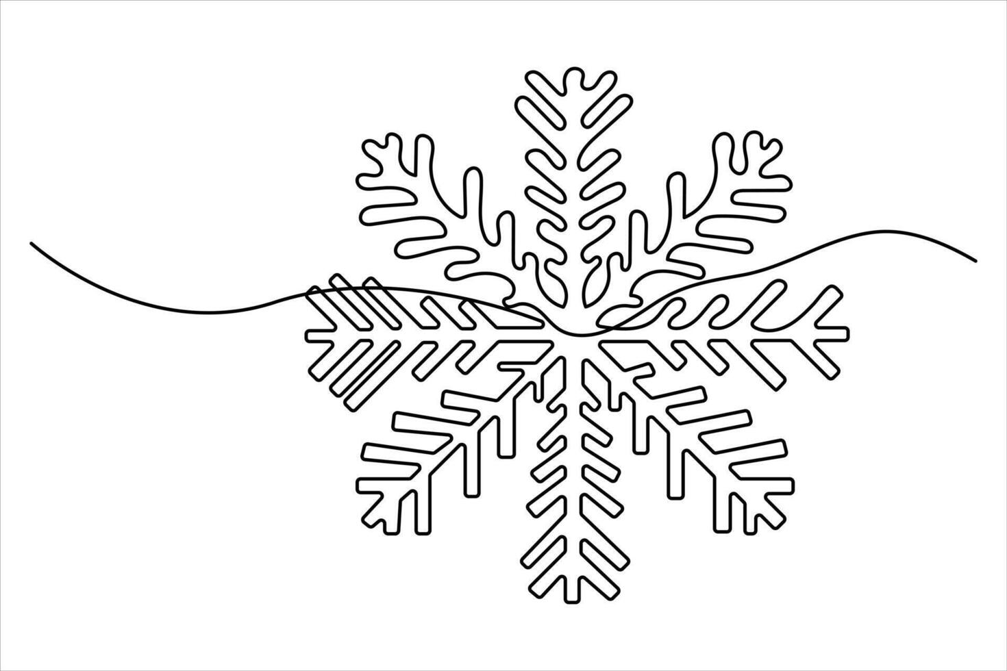 Snowflake single line art drawing continuous art isolated on white minimalist style vector