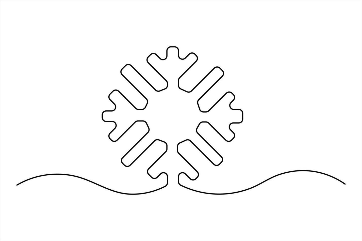 Continuous One line drawing of Snowflake single line art illustration Editable stroke. isolated on white background vector