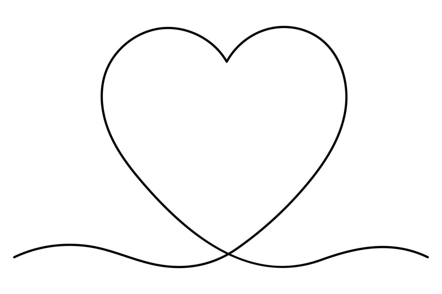 Continuous one line Heart symbol outline art illustration vector