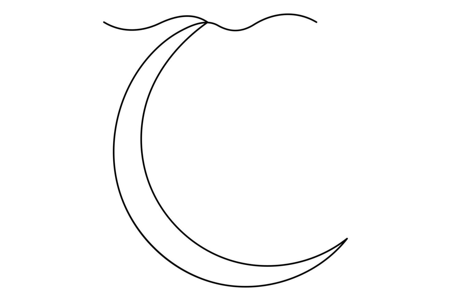 Continuous one line drawing Moon single line outline art illustration vector