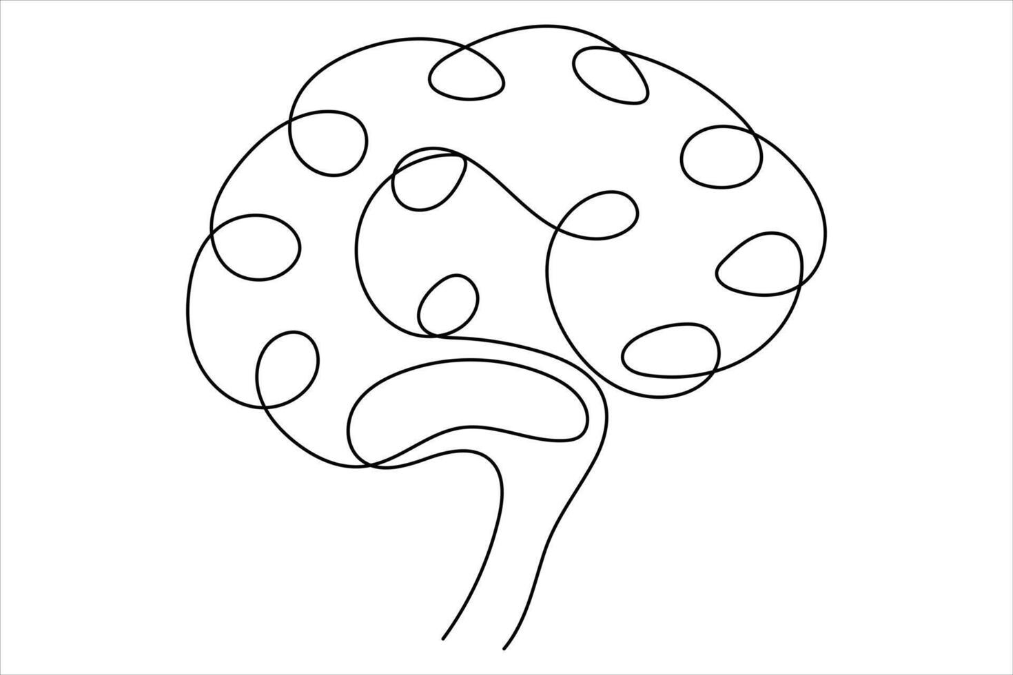 Human brain symbol continuous one single line drawing of human brain art illustration vector
