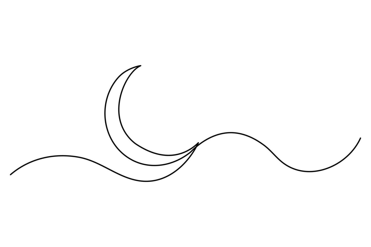 Moon concept single line outline art illustration vector