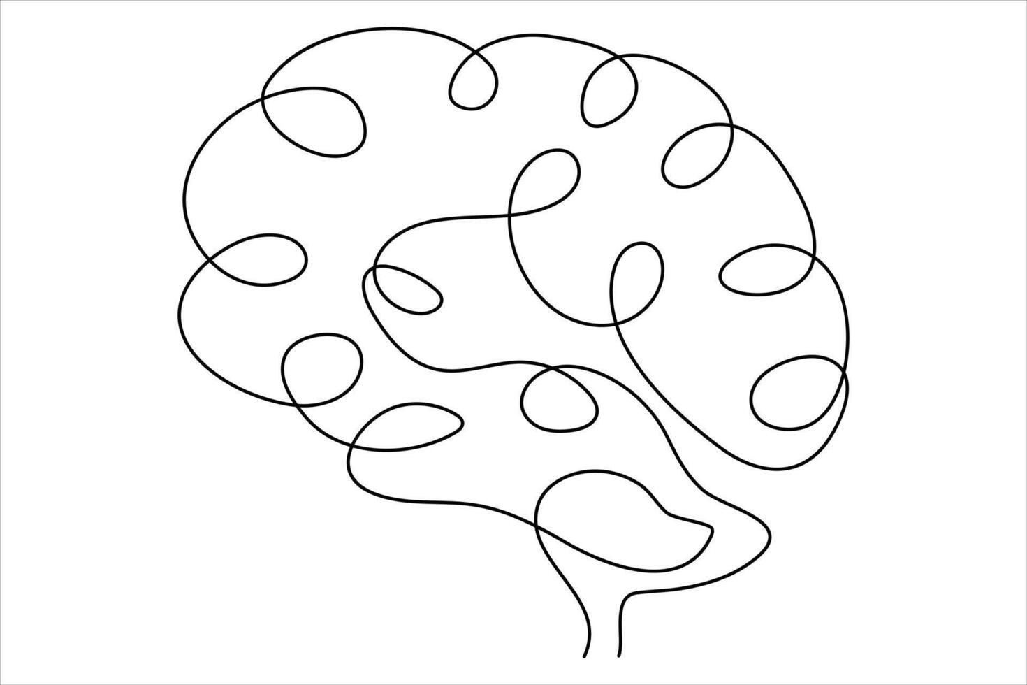 human brain symbol continuous single line art celebration decoration concept outline illustration vector