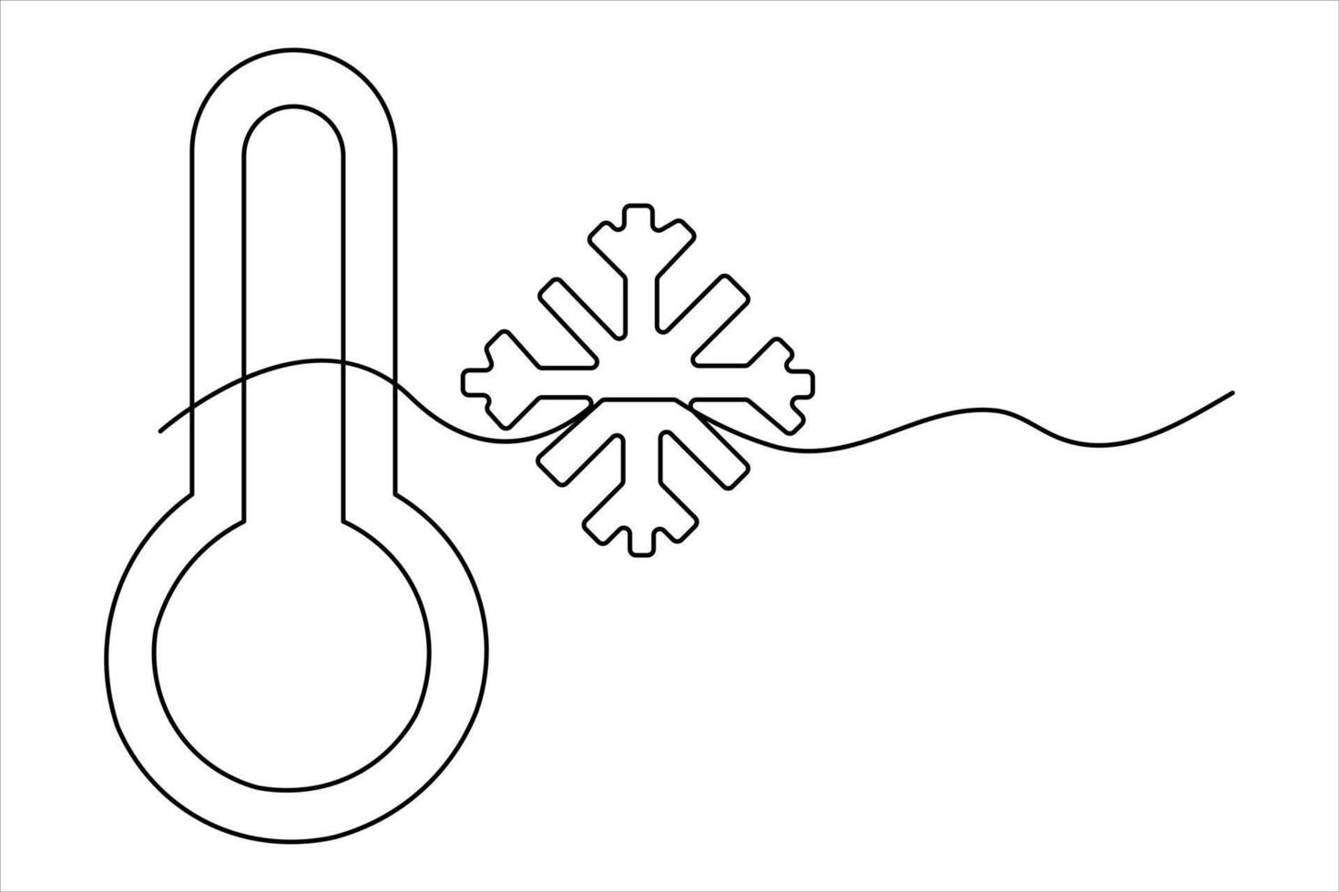 Continuous one line drawing of Snowflake Isolated on white background art illustration vector