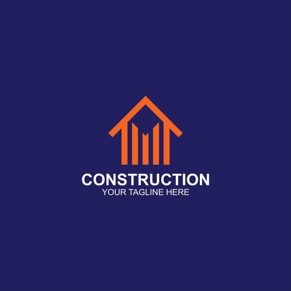 construction logo m initial icon with creative illustration vector