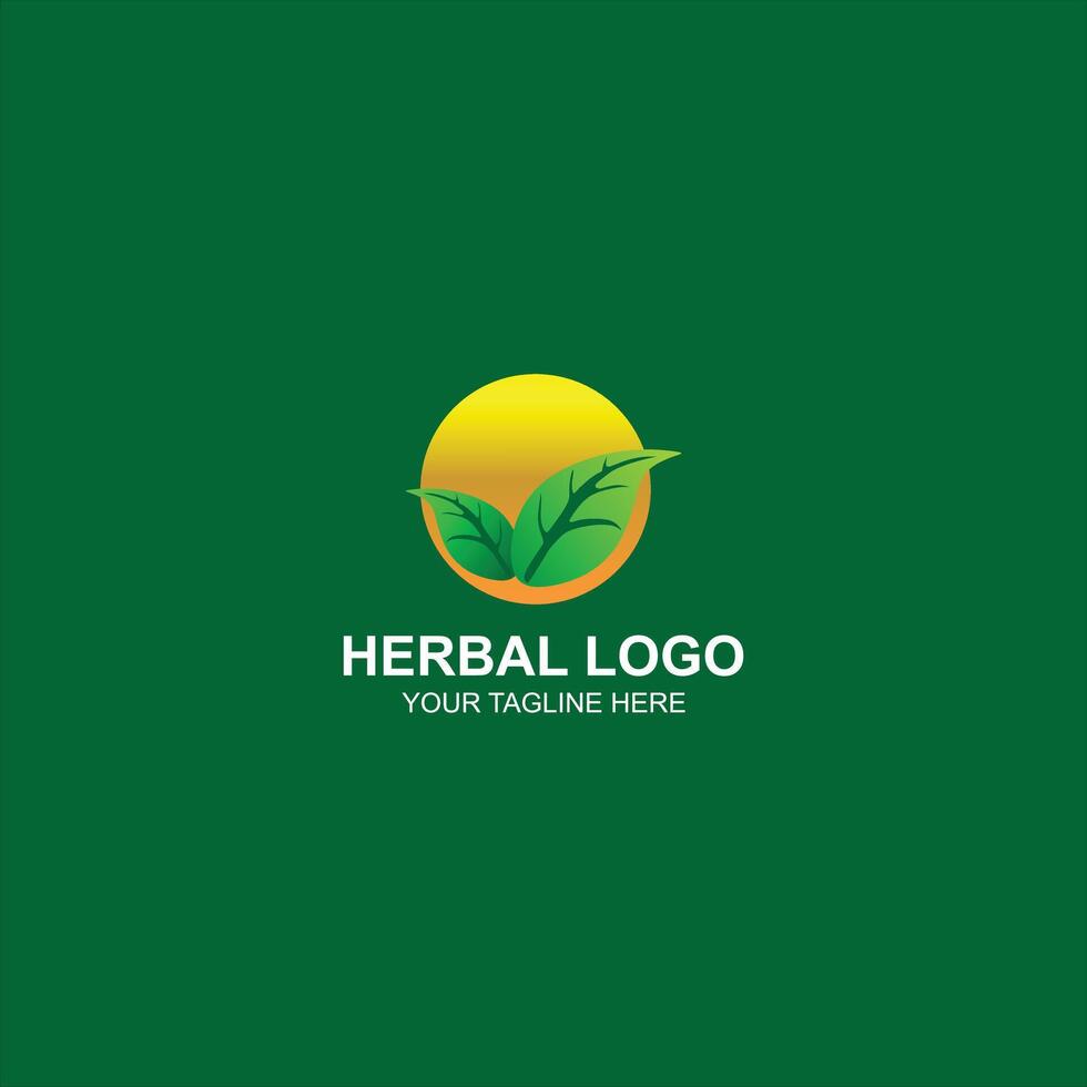 herbal logo icon with creative illustration vector