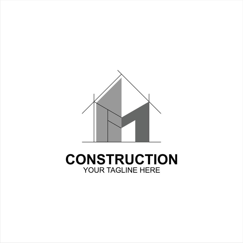 construction logo m initial icon with creative illustration vector