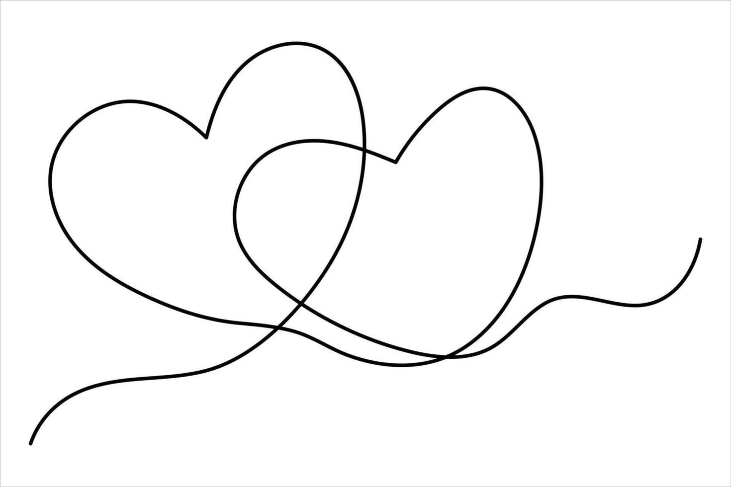 Two hearts symbol illustration continuous single line drawing two heart symbol icon outline vector