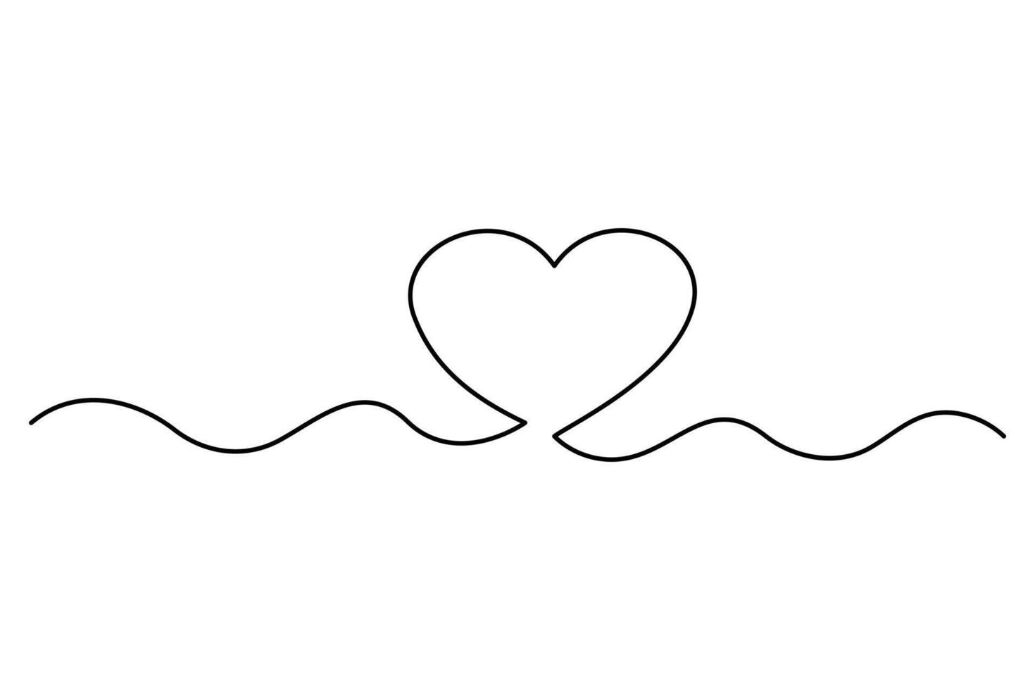 Heart concept single line outline art illustration vector
