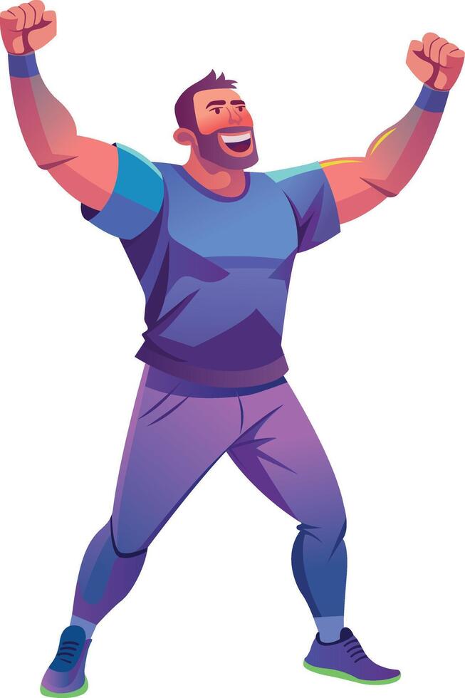 A flat character illustration of an energetic man vector
