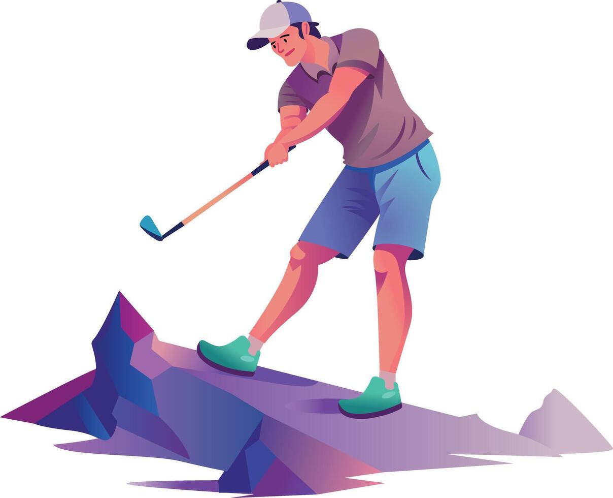 Golf player character illustration in flat style vector