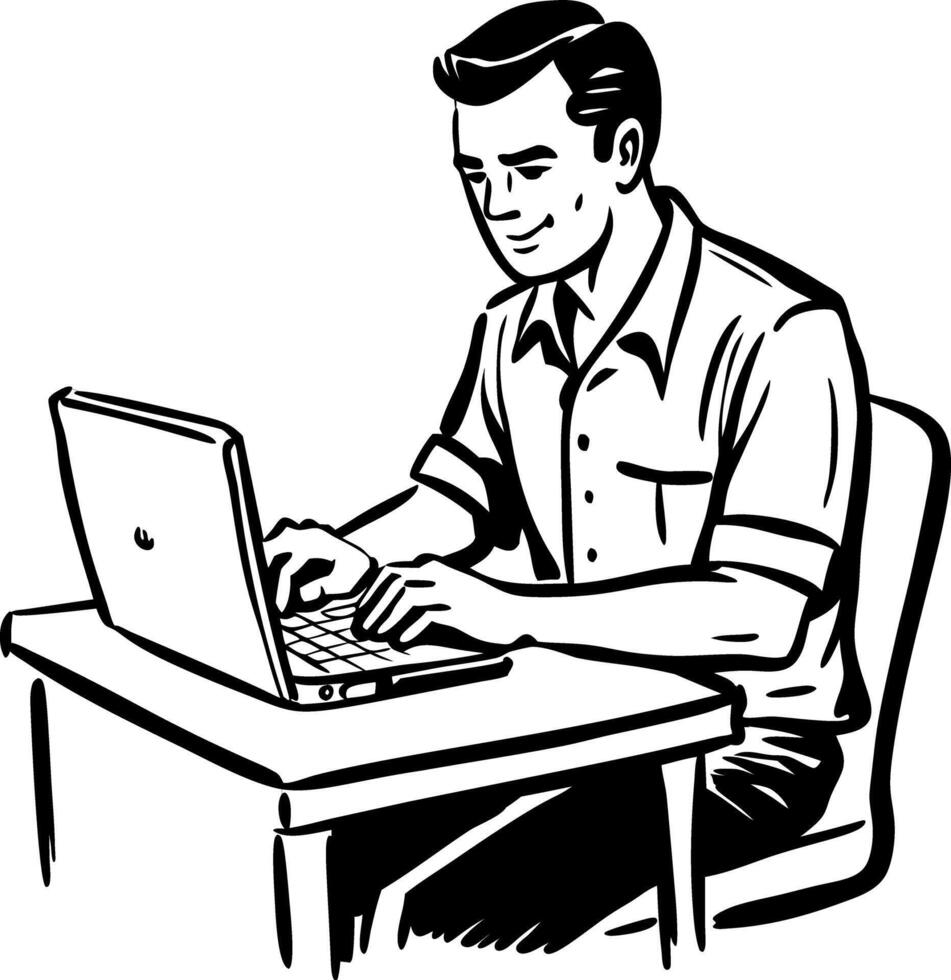 A hand drawn illustration of a focused employee vector