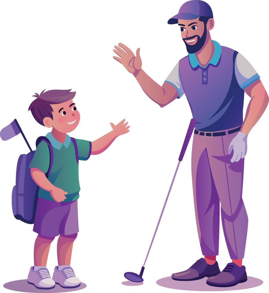Golf coach illustration in flat style vector