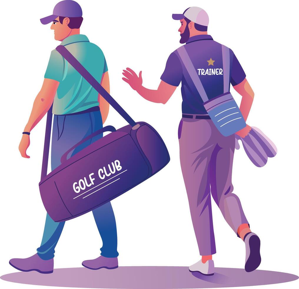 A flat style illustration of two golf players vector