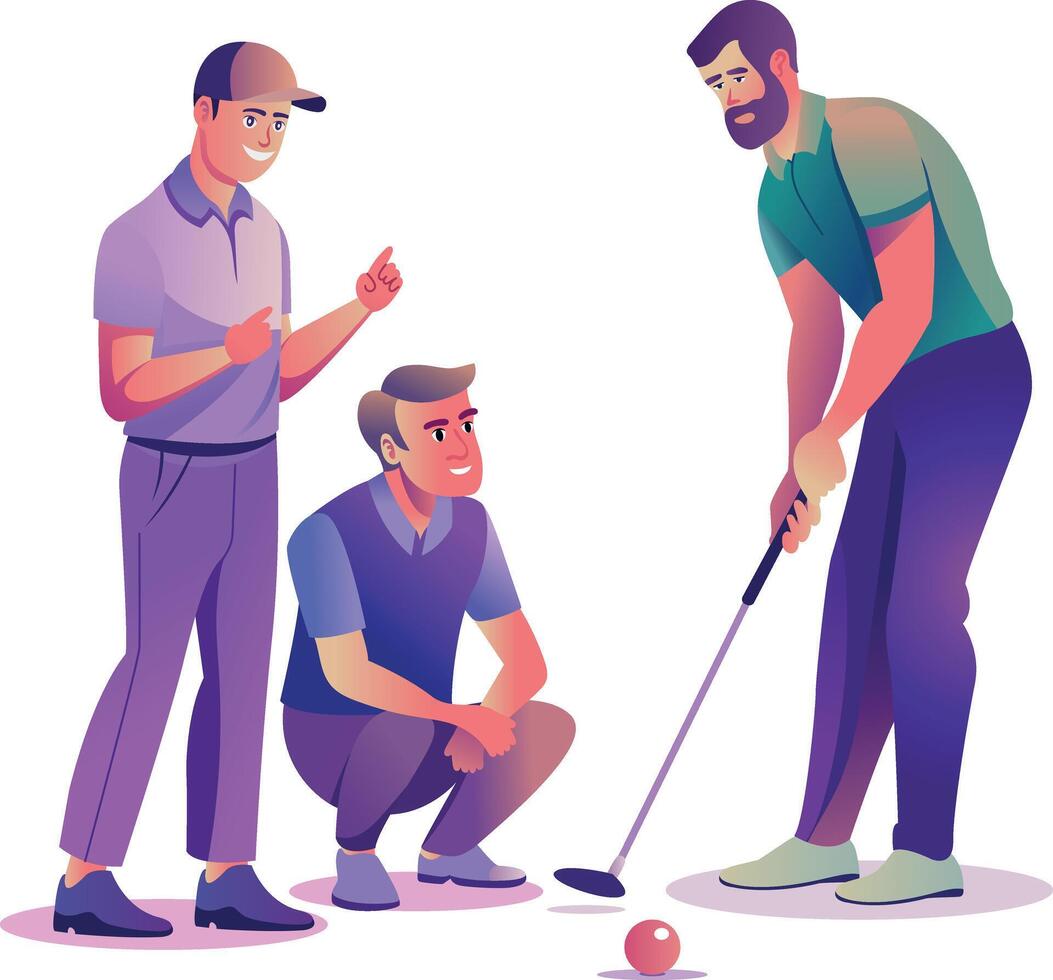 Flat style illustration of discussing golf crew vector