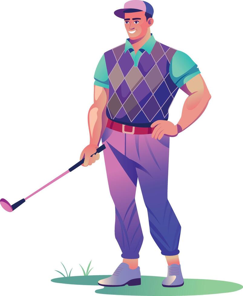 Flat character illustration of a golf expert vector