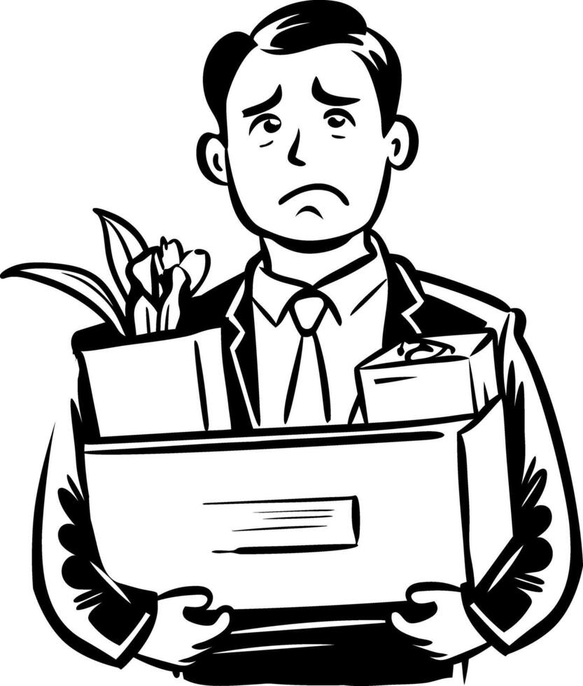 A sketchy style illustration of fired employee vector